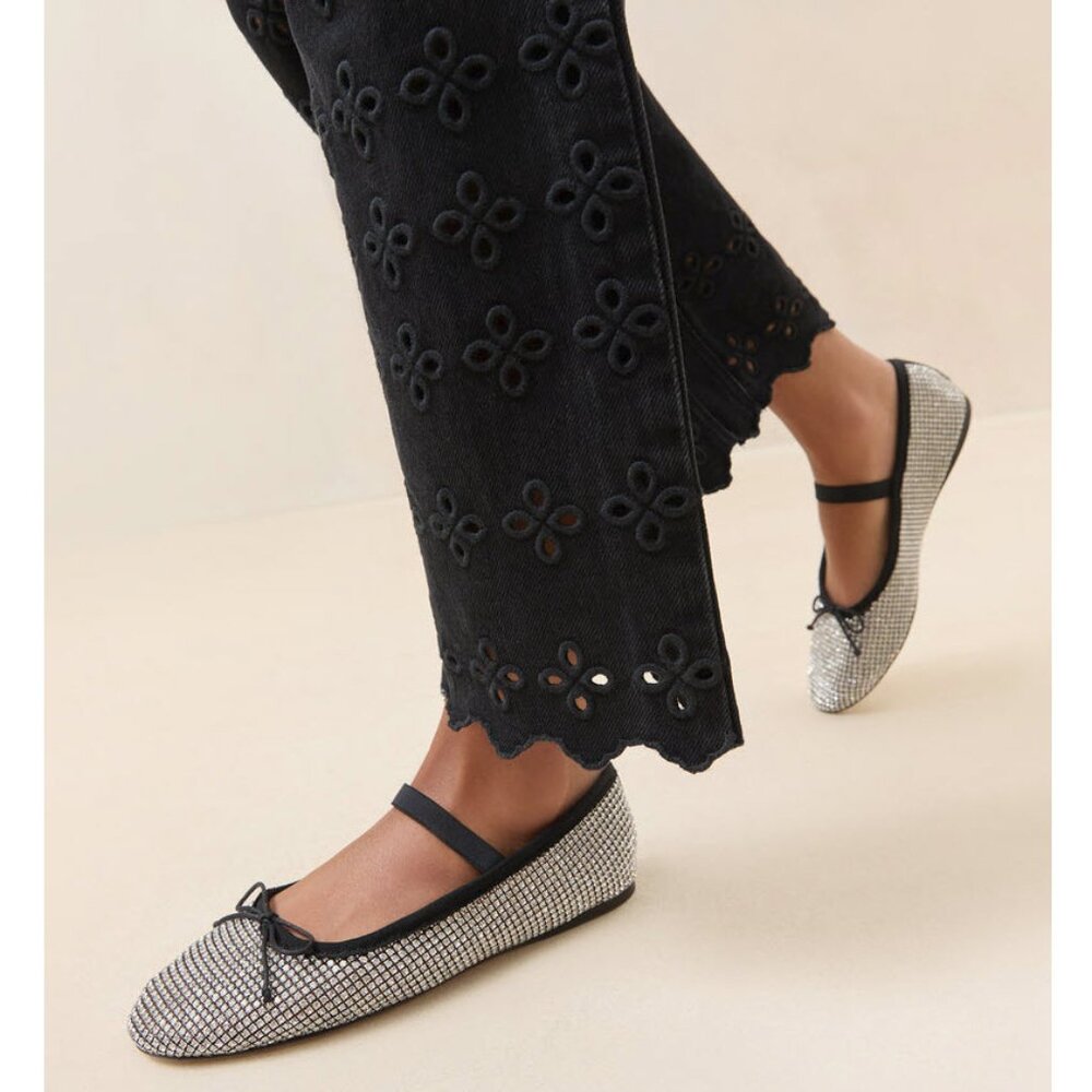 Loeffler Randall Leonie Crystal Mesh Mary Jane Flats Sz 9